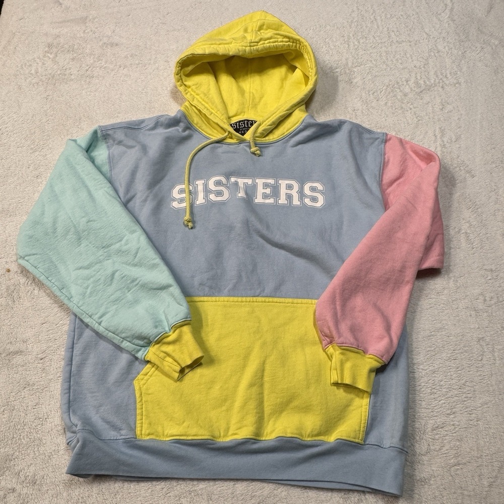 Sisters Apparel James Charles Colorblock Hoodie‎ Pastel Blue Pink Yellow Medium